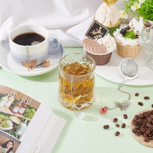 UNICRAFTALE 3 Sets Round Loose Tea Strainer Butterfly Shaped Stainless