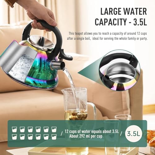 3.7QT 316 Stainless Steel Whistling Tea Kettle