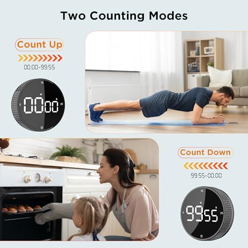Digital Kitchen Timer, Large LED Display, Black