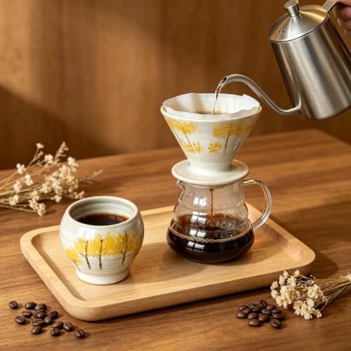 Autumn Tree Ceramic Pour Over Coffee Set with 2 Cups
