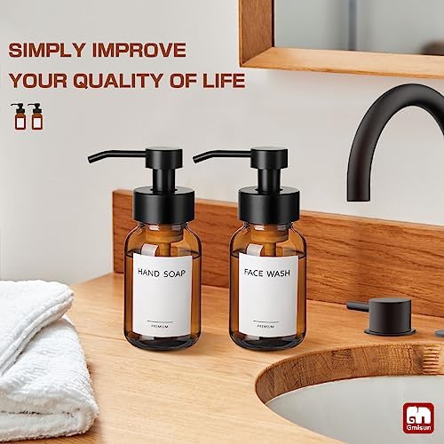 GMISUN Foaming Soap Dispensers, 2 Pack, Amber Glass