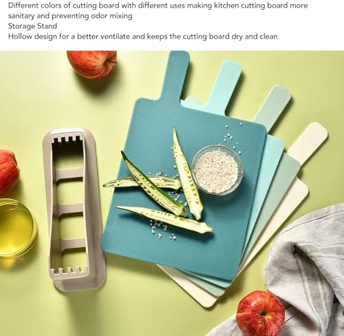4PCS Plastic Cutting Boards Set Color Coded Chopping Boards with