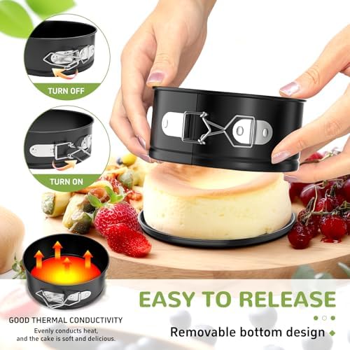 ZeroPone 4 Pack Mini Springform Pan Set for Mini Cheesecake Pizza
