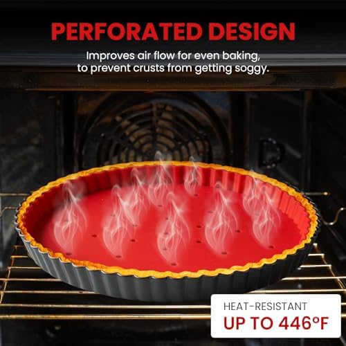 Tart Pan Set,9 Inch Tart Pan with Crust Shaper Ring & Silicone Pie