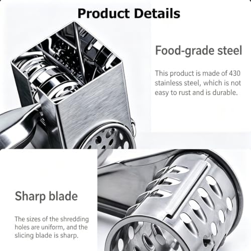 Rotary Cheese Grater, Hand Crank, Parmesan and Nuts