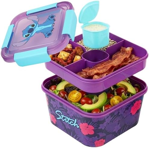 Disney Stitch Salad Container Bento Box for Kids, 70 Oz Portable Lunch