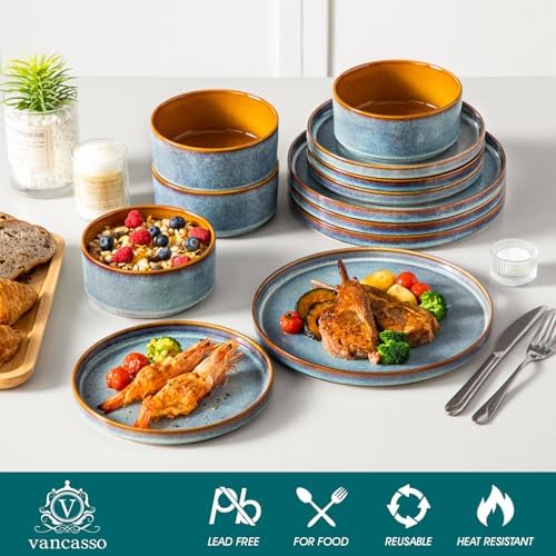 vancasso ONION Ceramic Plates and Bowls Sets for 4, 12 Pieces