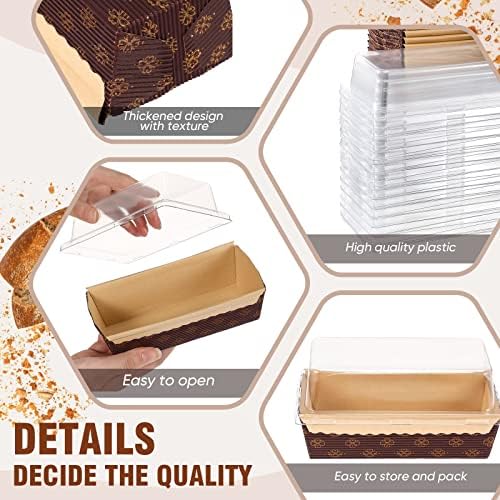 Sabary 50 Pcs Paper Baking Loaf Pan with Lids Disposable Paper Pans