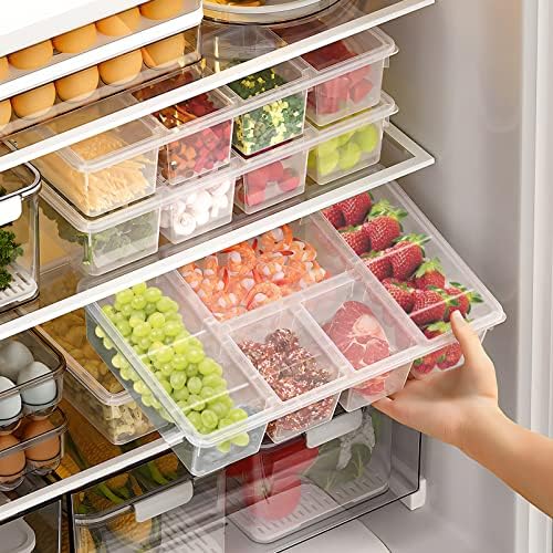 2Pack Veggie Tray with Lid, 5-Compartment Food Container