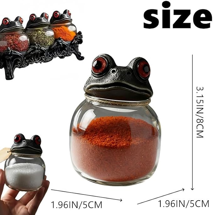 Witchy Frog Apothecary Spice Jars, Handcrafted Vintage Glass Storage Jars - Image 2