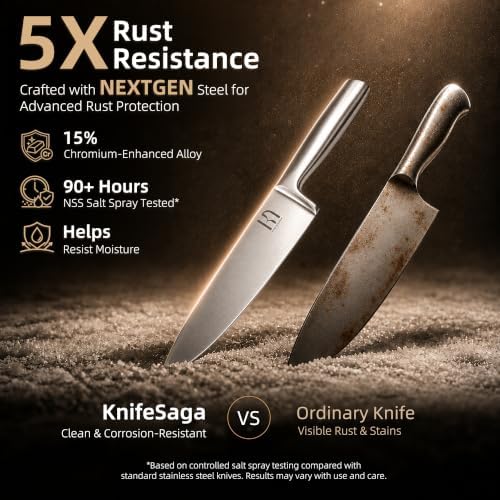 KnifeSaga 14-Piece Knife Set with Block and Sharpener