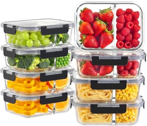 8-Pack 36 oz Borosilicate Glass Meal Prep Containers