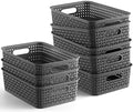 NETANY Plastic Storage Baskets, 8 Pack, Gray
