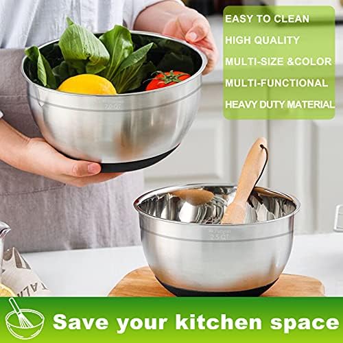 Fungun Mixing Bowls with Airtight Lids, 18 PCS Stainless Steel Nesting