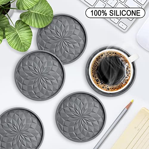 ME.FAN Silicone Coasters with Holder,[6 Pack] Drinking Coasters - Cup