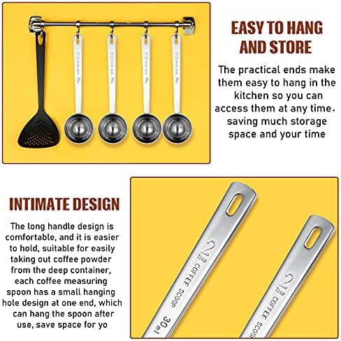 Geiserailie 4 Pcs 2 Tablespoon Scoops with Long Handle, 30 ml