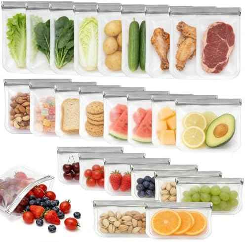24 Pack Silicone Bags for Food Storage,Reusable Silicone Food Storage