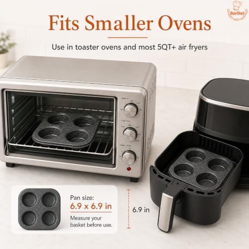 4-Cup Muffin Pan, Air Fryer Toaster Oven Muffin Tin Total 12 Cups