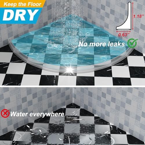 67" Shower Threshold Water Dam Silicone Shower Water Guard Collapsible