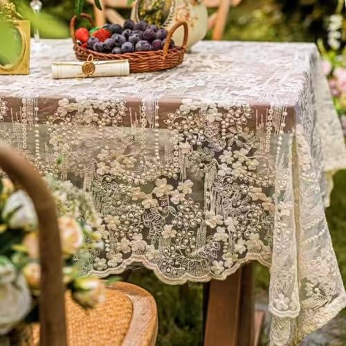 JE JOUE French Embroidery Lace Tablecloth - Rectangular for Coffee