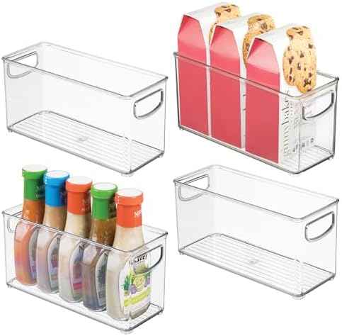 iDesign Slim Clear Plastic Stackable Storage Bin, Tall Narrow, 4-Pack