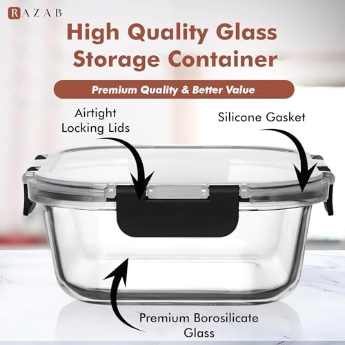 Razab 2 PC 1200ML/41 Oz Glass Food Storage Containers