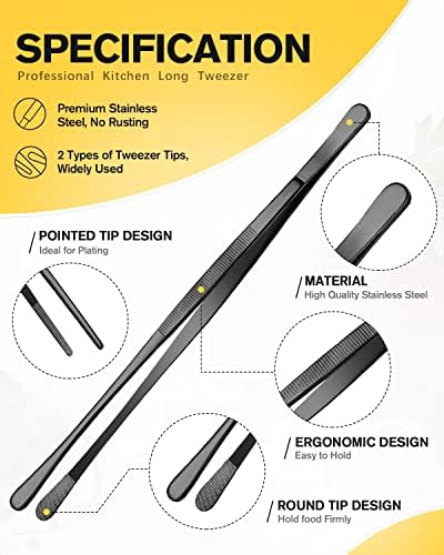 4-Piece Stainless Steel Tweezer Tongs Set