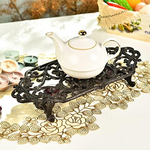 Sungmor Heavy Duty Cast Iron Teapot Dish Warmer Stable Holder for