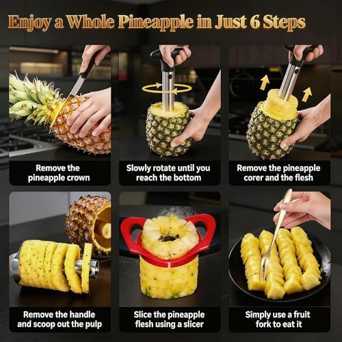 2 Pack Pineapple Corer, with Apple Slicer and 2 Fruit Forks –Pineapple