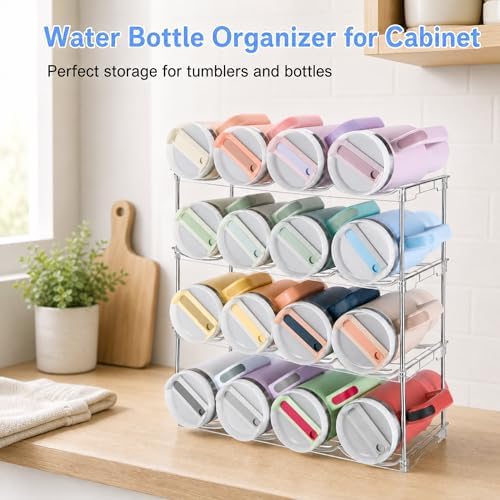 Stackable Water Bottle Organizer for Cabinet for Stanley 40 oz Tumbler