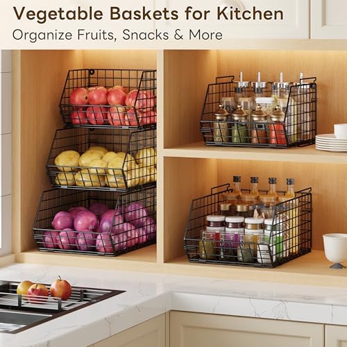 3-Tier Stackable Wire Baskets for Counter