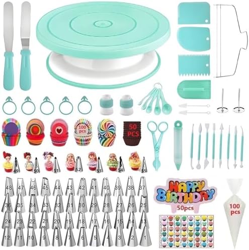 Cake Decorating Kit, 390 Pcs Baking Supplies (Green)