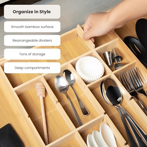 Talented Kitchen Expandable Silverware Drawer Organizer - Adjustable