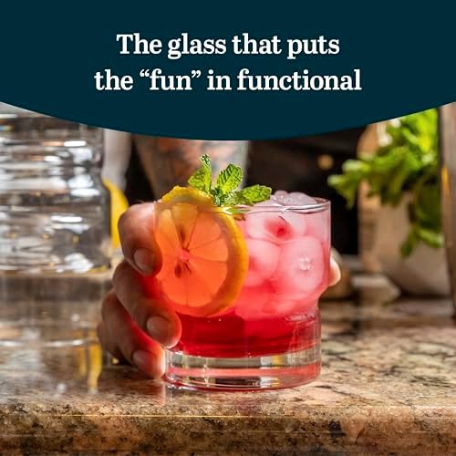 Libbey Newton Double Old Fashioned Glasses Set of 6, Sleek, Stackable
