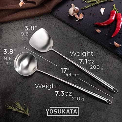 YOSUKATA 17’’ Wok Spatula and Ladle Set of 2