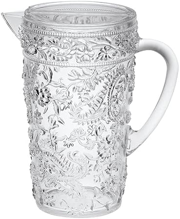 Leading Ware 2.5 Quarts Water Pitcher with Lid, Paisley Unbreakable