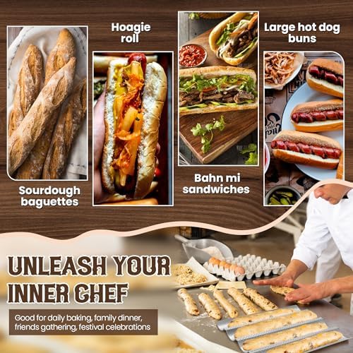 Pavsrmy Baguette Bread Pan, Premium Nonstick Perforated Baguette Pan