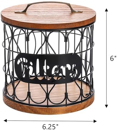 Frcctre Coffee Filter Holder with Wood Lid, Large Capacity Coffee