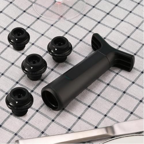 Wine Bottle Vacuum Sealer Pump Set with 4 Reusable Stoppers – Manual