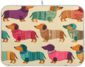 OTVEE Cute Dog Art Dish Drying Mat for Kitchen Counter Absorbent Heat