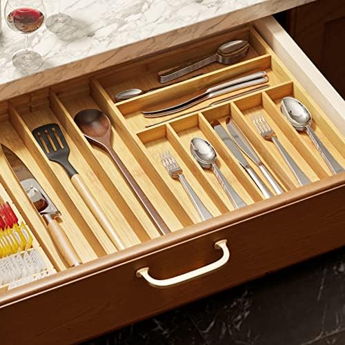 SpaceAid Bamboo Silverware Drawer Organizer, 10 Slots