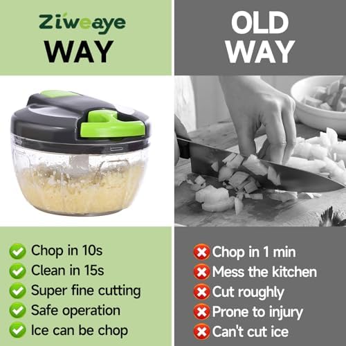 Manual Food Processor Vegetable Chopper, Portable Hand Pull String