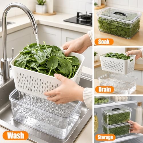 Fridge Fruit Storage Containers with Miesoo Design, 4.5L Produce Saver