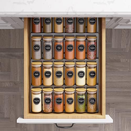 SpaceAid 24 Pcs Spice Jars with Bamboo Lids and Labels, Empty 4oz