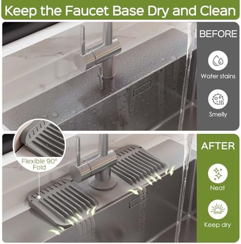 15 Inch Silicone Faucet Mat for Kitchen Sink Splash Guard – 2025