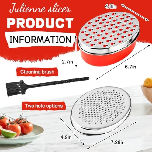 Cheese Grater with Container, Red Stainless Steel Zester for Parmesan
