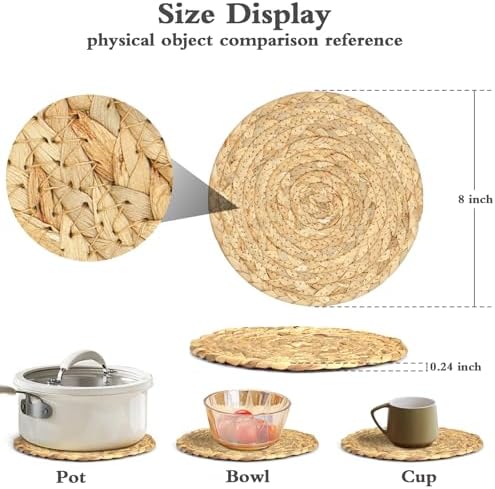 Boho Trivets for Hot Dishes, Pots and Pans, Farmhouse Water Hyacinth