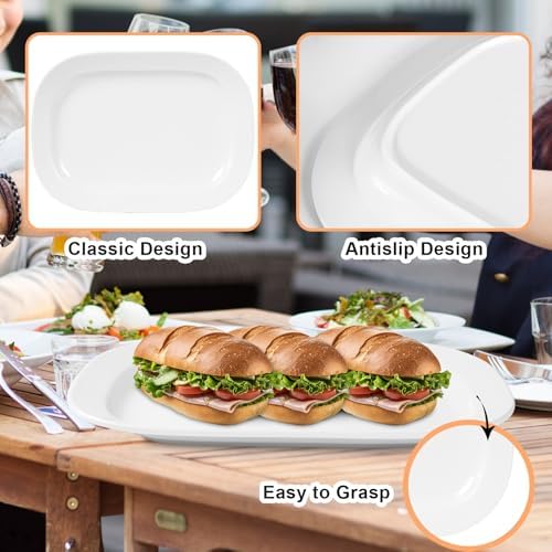 2 Pack Extra Large 17.5 Inch White Serving Trays,Reusable Melamine