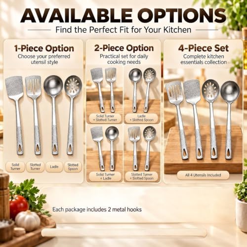 Pure Titanium Cooking Utensil & Spatula Set 4PCS Titanium Spatula,H
