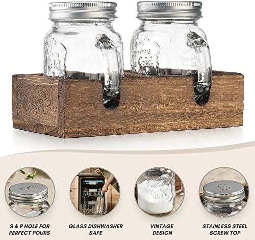 Mason Jar Salt and Pepper Shakers - Vintage Glass Condiment Dispenser